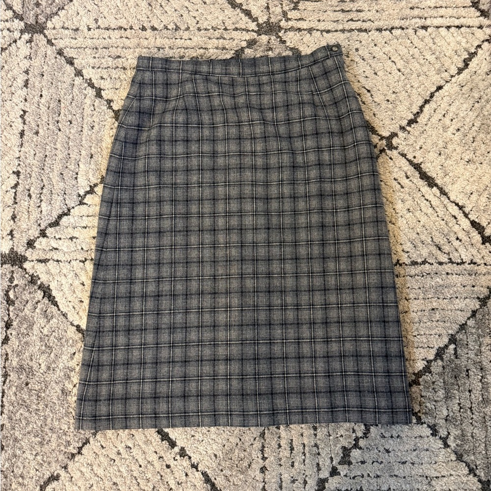 Pendleton Gray Plaid Wool Pencil Skirt